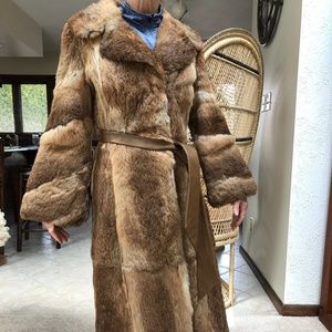 Full Length Rabbit Fur Coat with Belt
